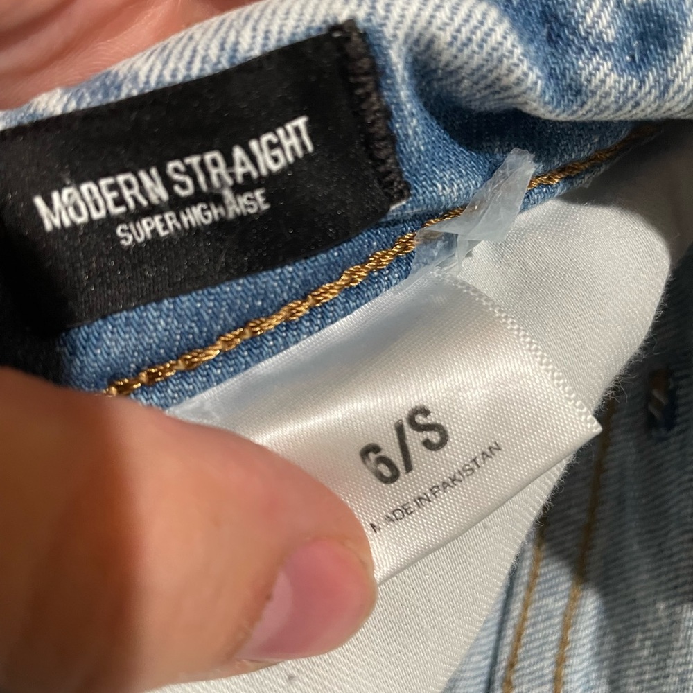 Express Light Blue High Rise Distressed Jeans - Picture 4 of 4